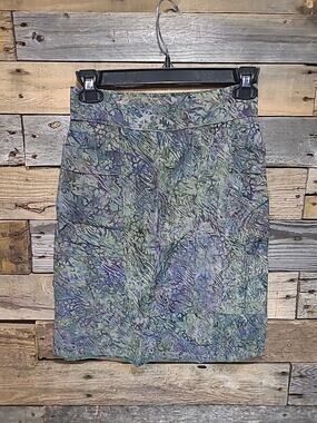 Go Fish Batik Skirt XS Bohemian Beach Island Tribal Natural Hawaiian Blue Green